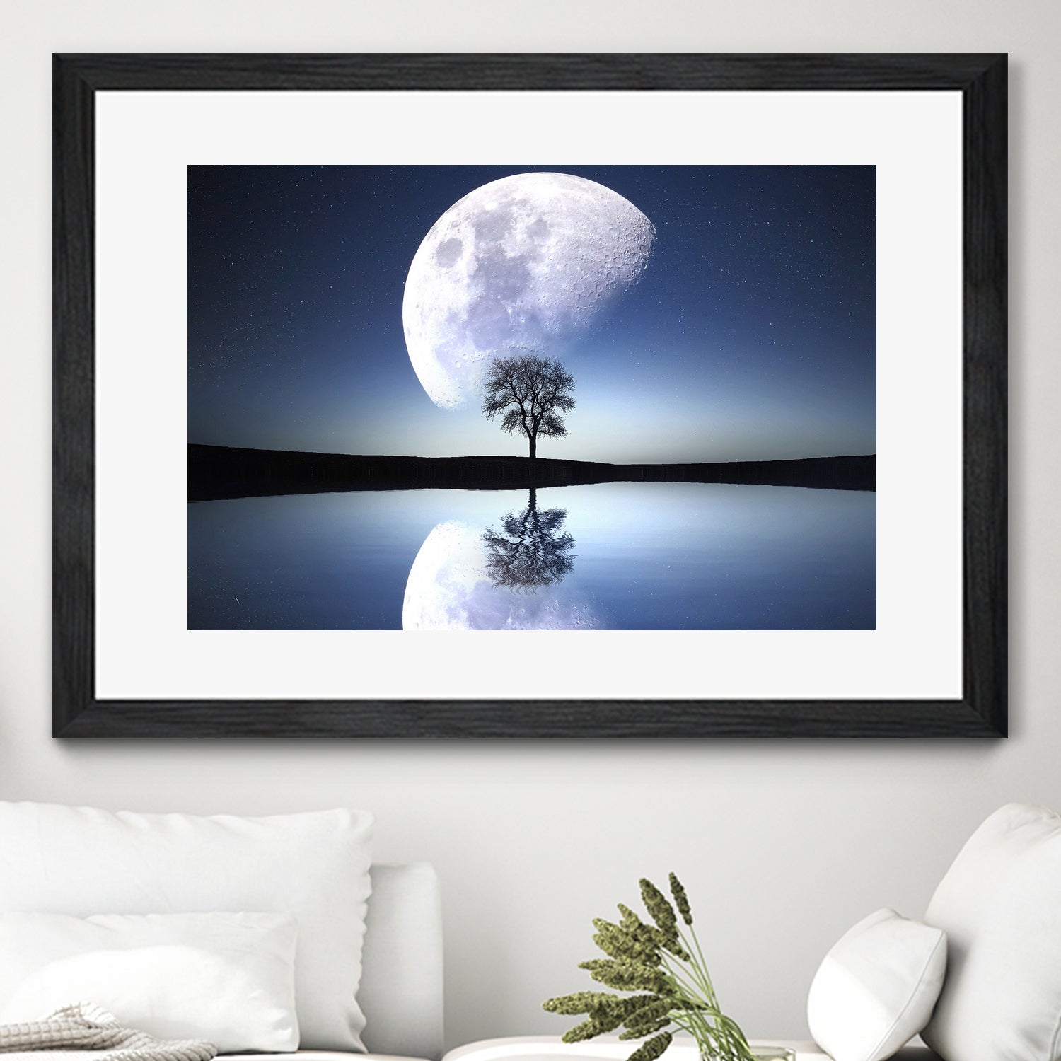 moon night river sky nature by Herman Wijanarko on GIANT ART - blue vector illustration