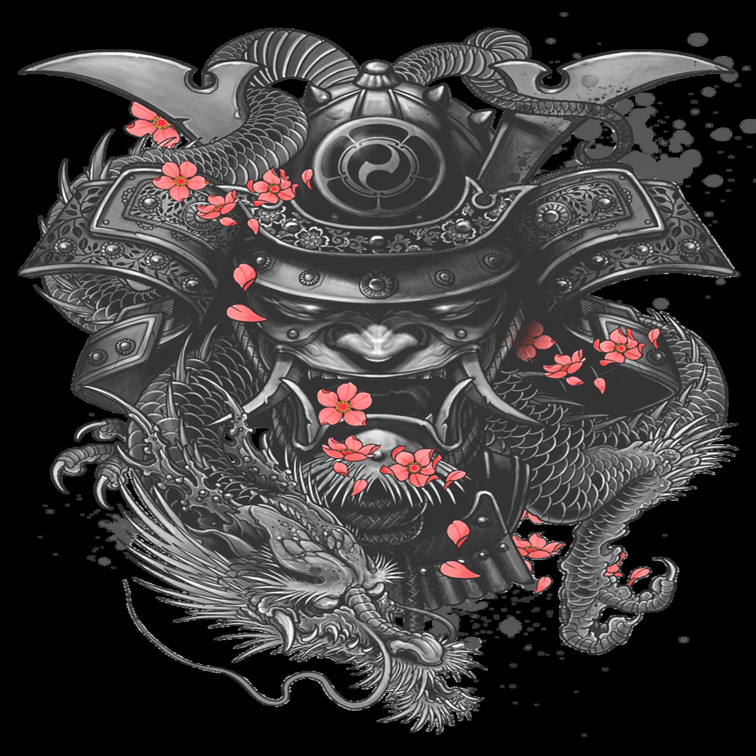 Sleeve tattoo Samurai Irezumi by Herman Wijanarko on GIANT ART - black vector illustration