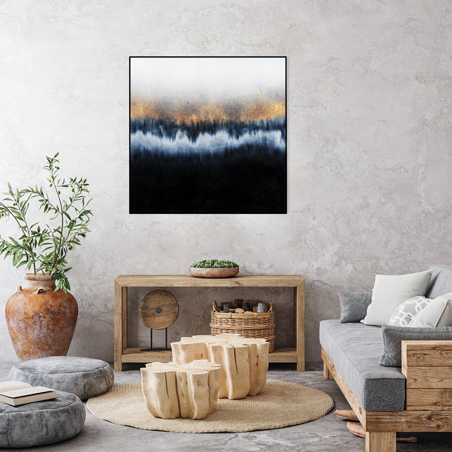 Golden Horizon by Elisabeth Fredriksson on GIANT ART - blue mixed media