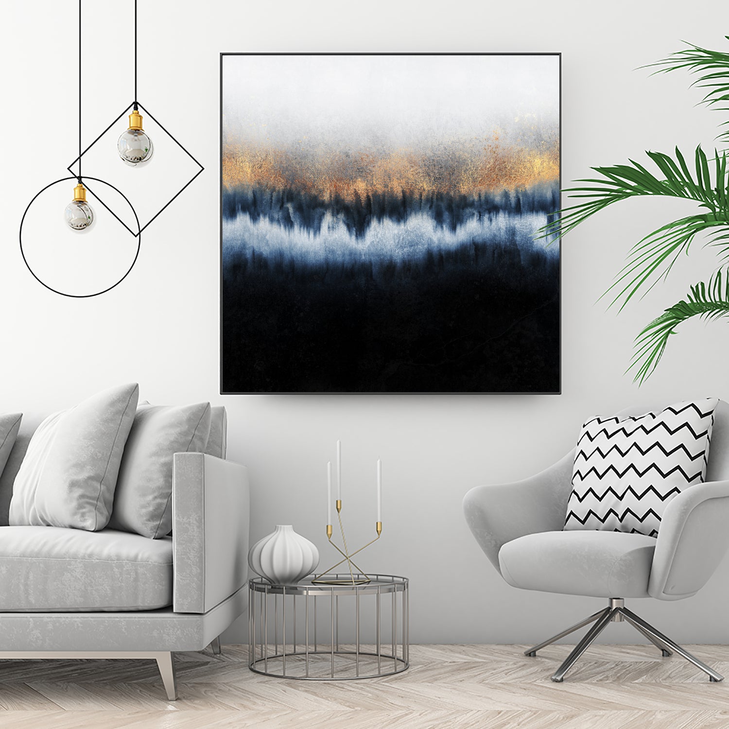 Golden Horizon by Elisabeth Fredriksson on GIANT ART - blue mixed media