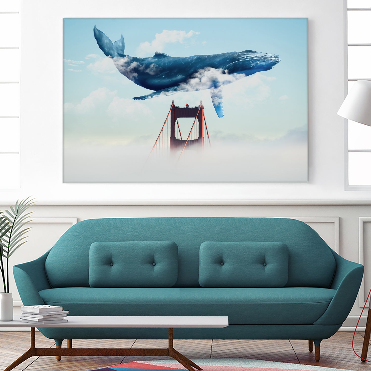 Whale Tails Golden Gate Bridge by David Loblaw on GIANT ART - blue photo manipulation