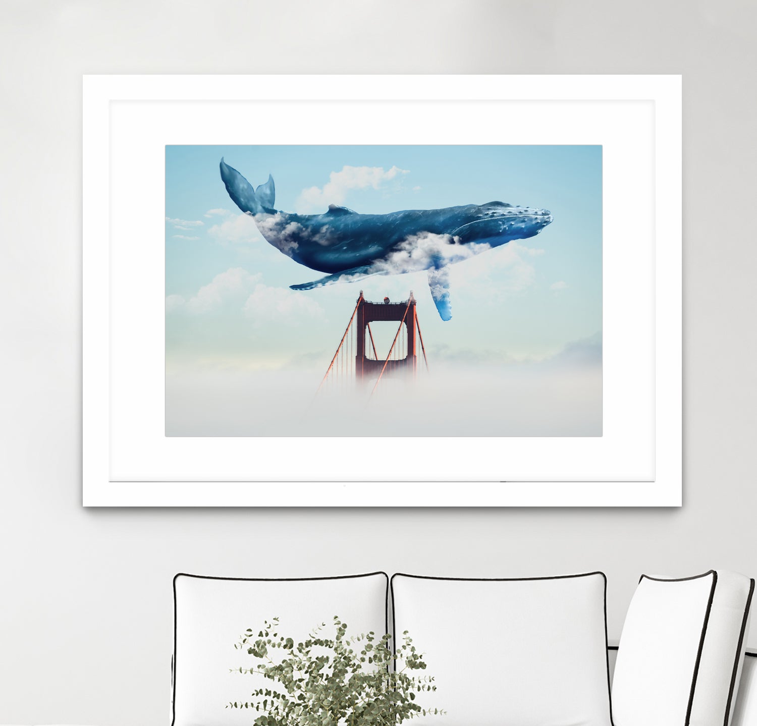 Whale Tails Golden Gate Bridge by David Loblaw on GIANT ART - blue photo manipulation