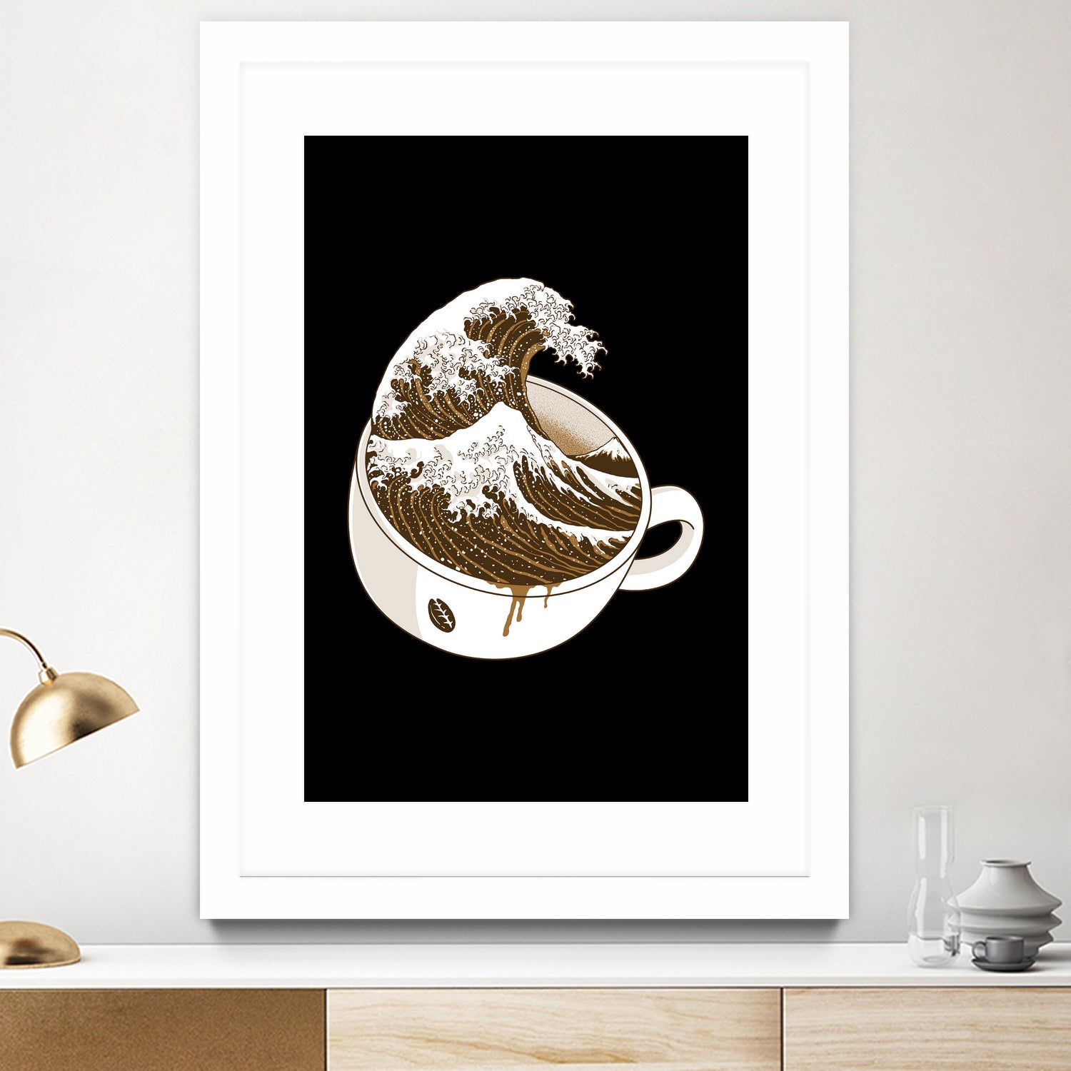 The Great Wave off Coffee by Afif Quilimo on GIANT ART - black digital painting