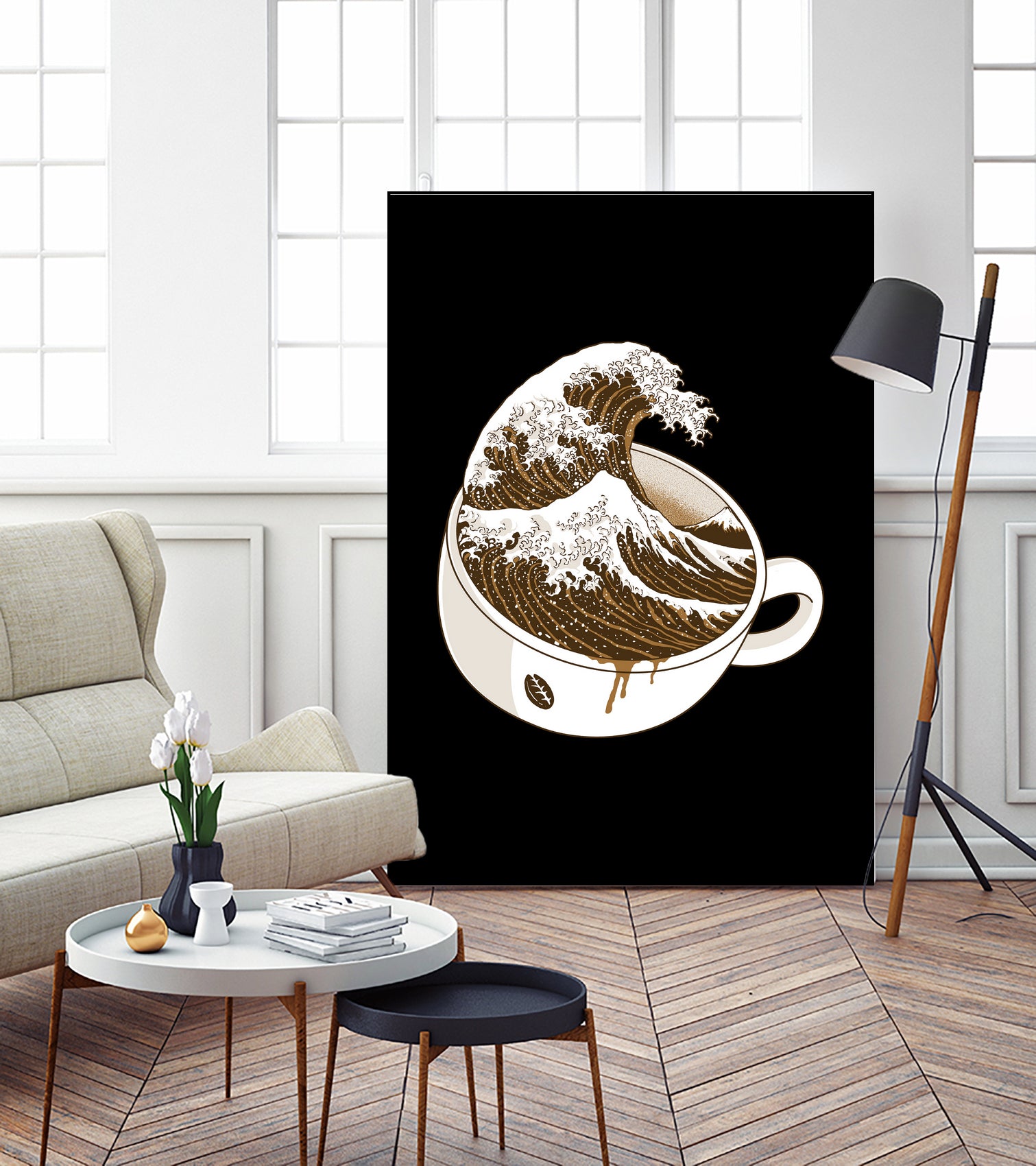 The Great Wave off Coffee by Afif Quilimo on GIANT ART - black digital painting