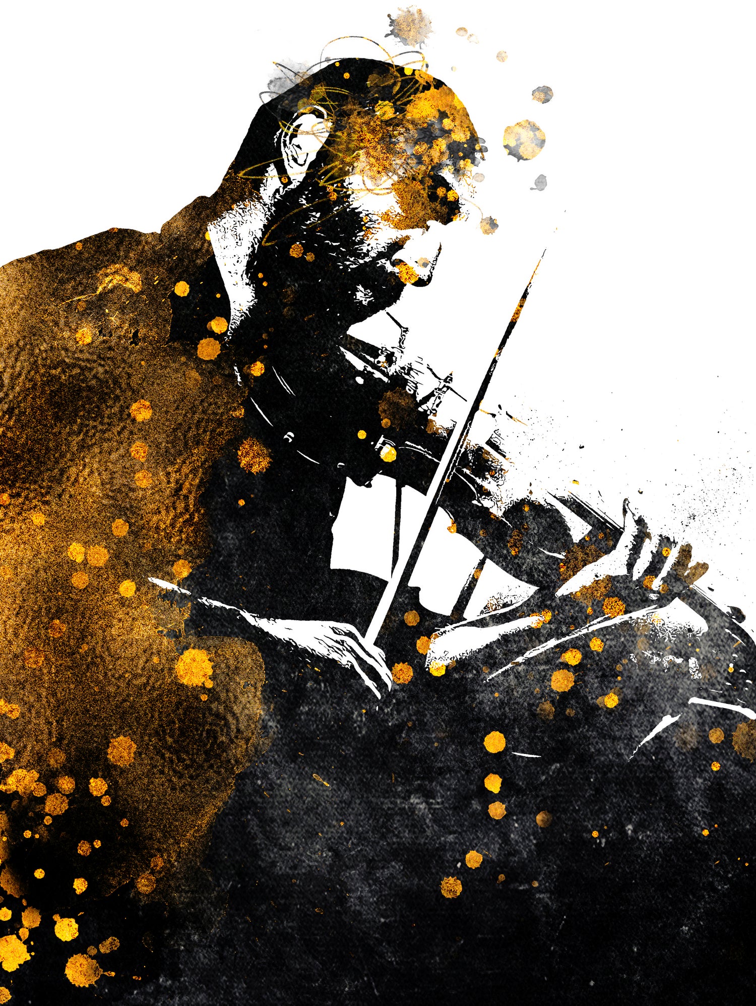 Violin music art gold and black #violin #music by Justyna Jaszke on GIANT ART - black digital painting