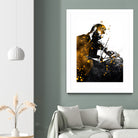 Violin music art gold and black #violin #music by Justyna Jaszke on GIANT ART - black digital painting