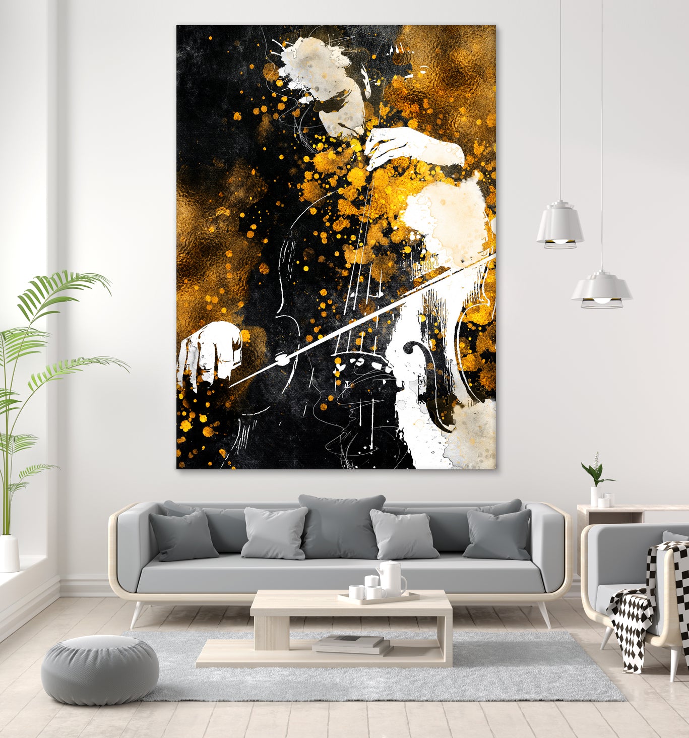 Violin music art gold and black #violin #music by Justyna Jaszke on GIANT ART - black digital painting