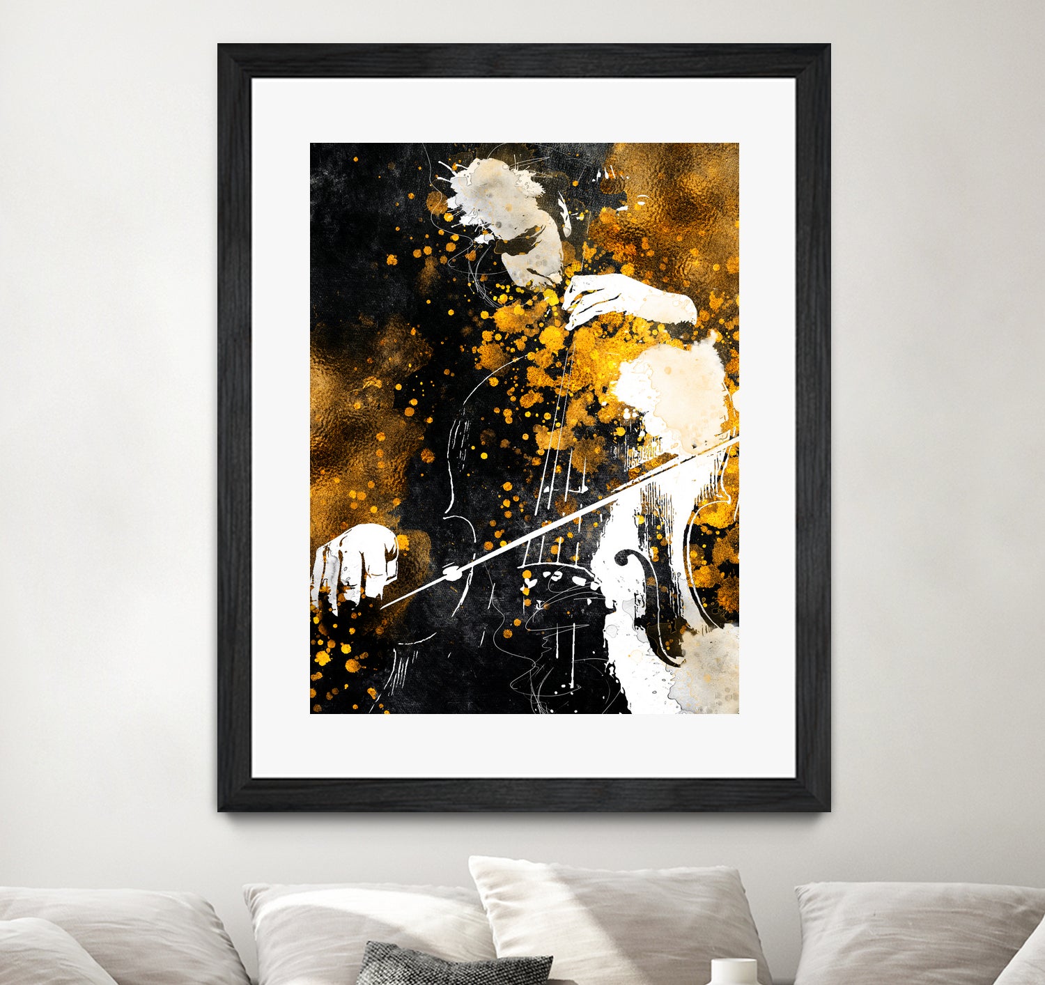 Violin music art gold and black #violin #music by Justyna Jaszke on GIANT ART - black digital painting