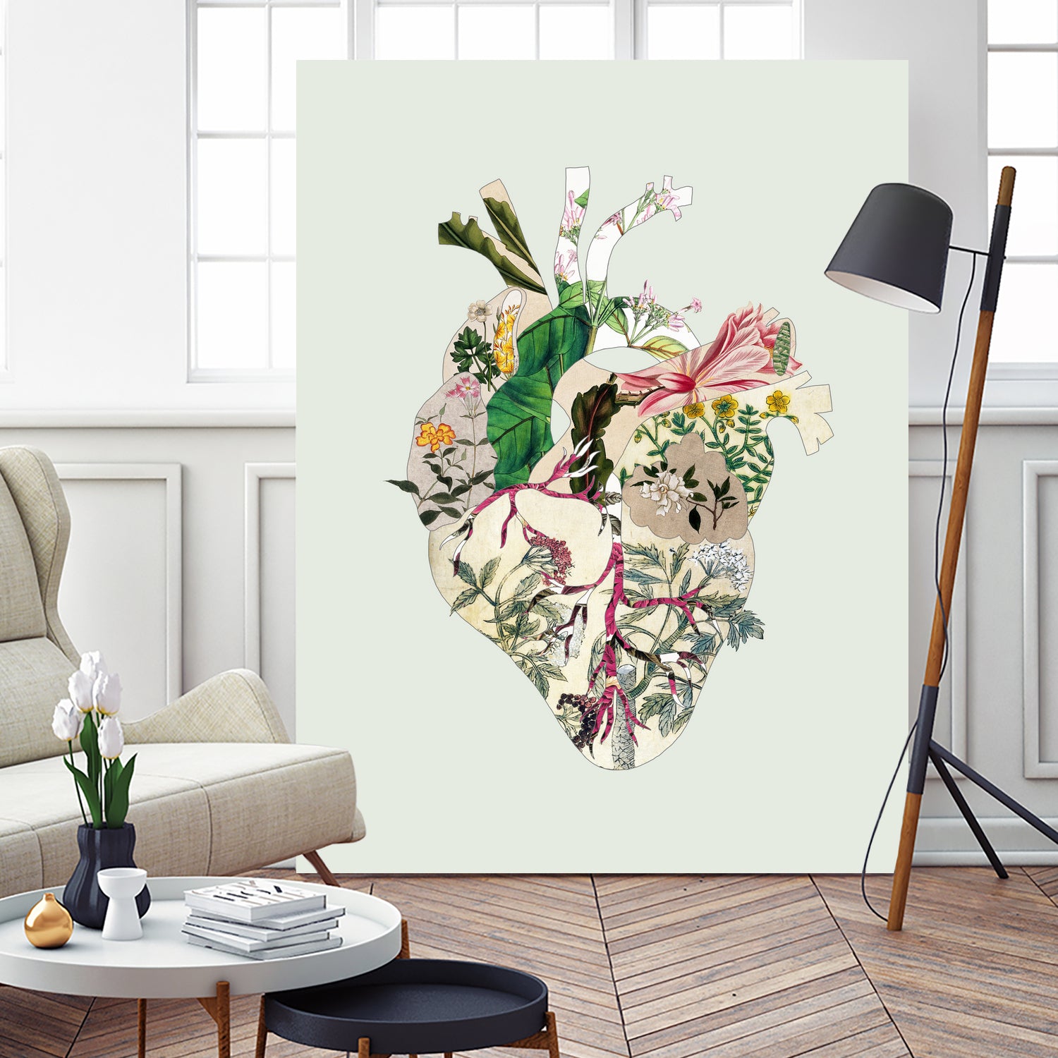 Vinatge Botanical Heart - Green by Bianca Green on GIANT ART - green digital drawing