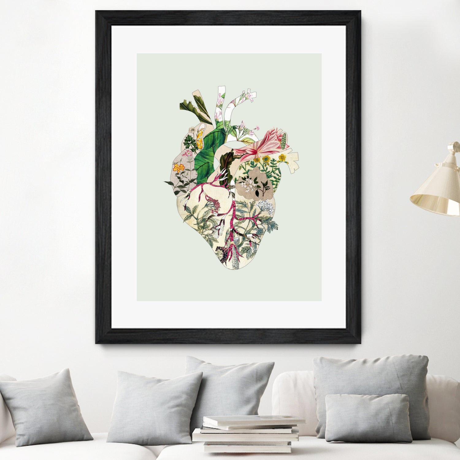 Vinatge Botanical Heart - Green by Bianca Green on GIANT ART - green digital drawing