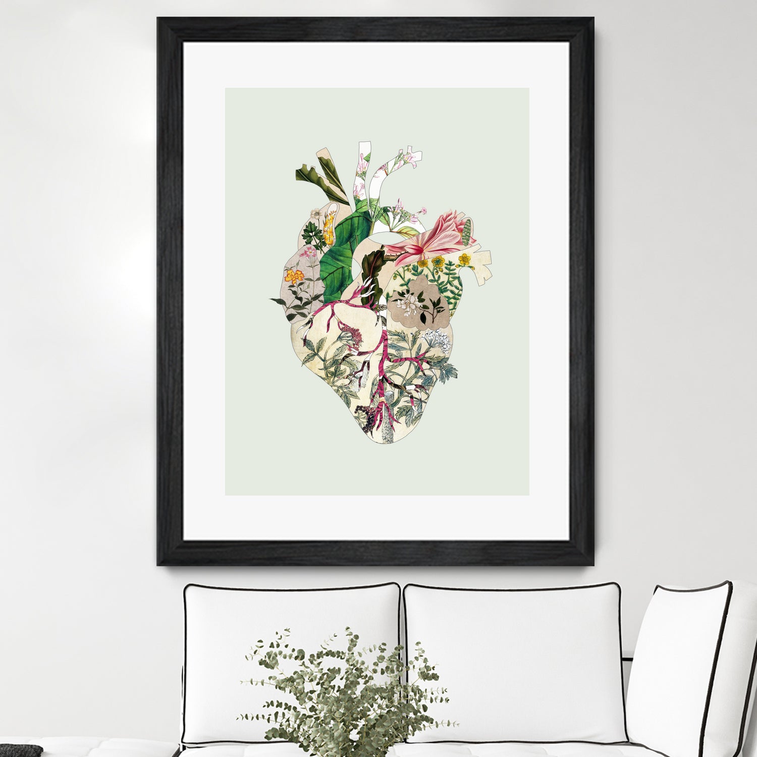 Vinatge Botanical Heart - Green by Bianca Green on GIANT ART - green digital drawing