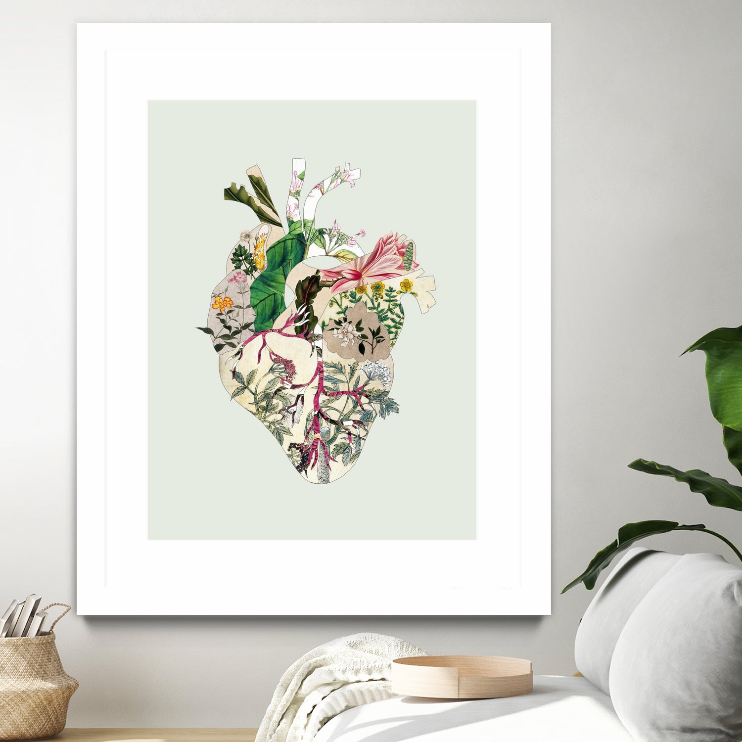 Vinatge Botanical Heart - Green by Bianca Green on GIANT ART - green digital drawing