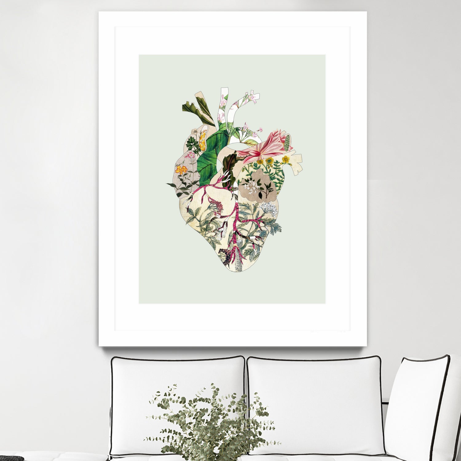 Vinatge Botanical Heart - Green by Bianca Green on GIANT ART - green digital drawing