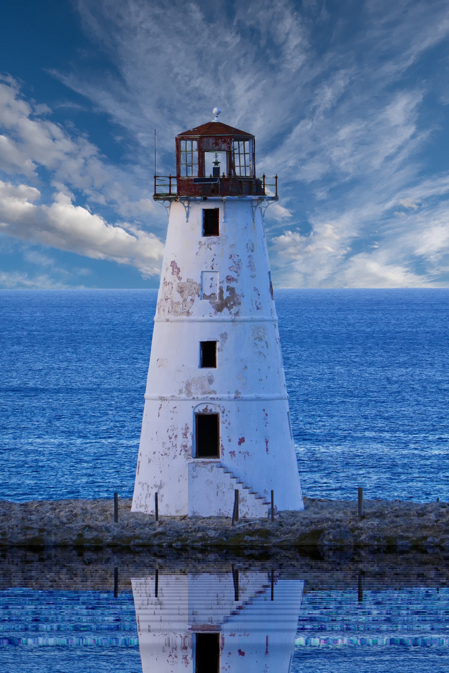 Lighthouse on Narrow Land by Darryl Brooks on GIANT ART - blue photo illustration