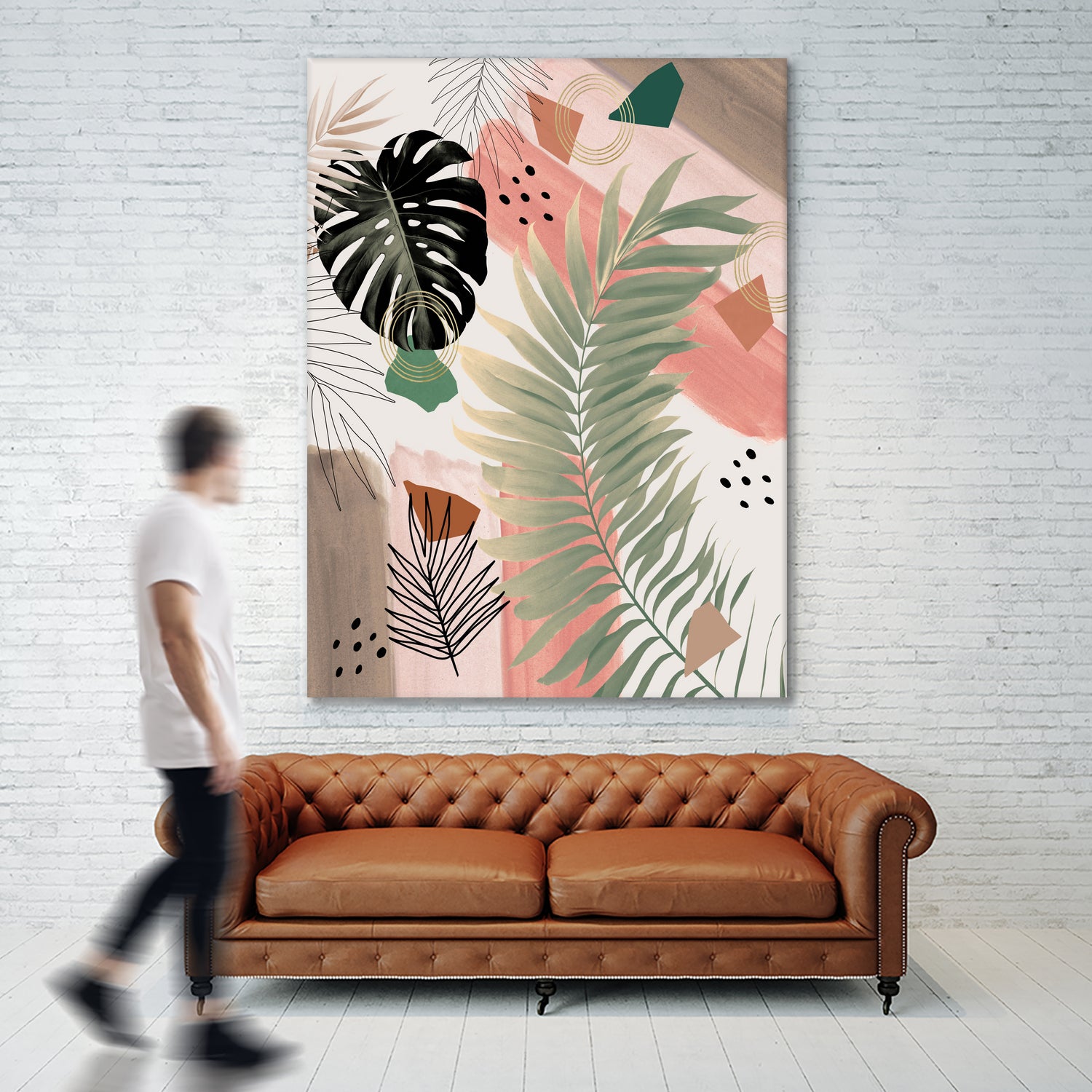 Palm Leaf Summer Glam #1 #tropical #decor #art by Anita & Bella Jantz on GIANT ART - pink digital drawing