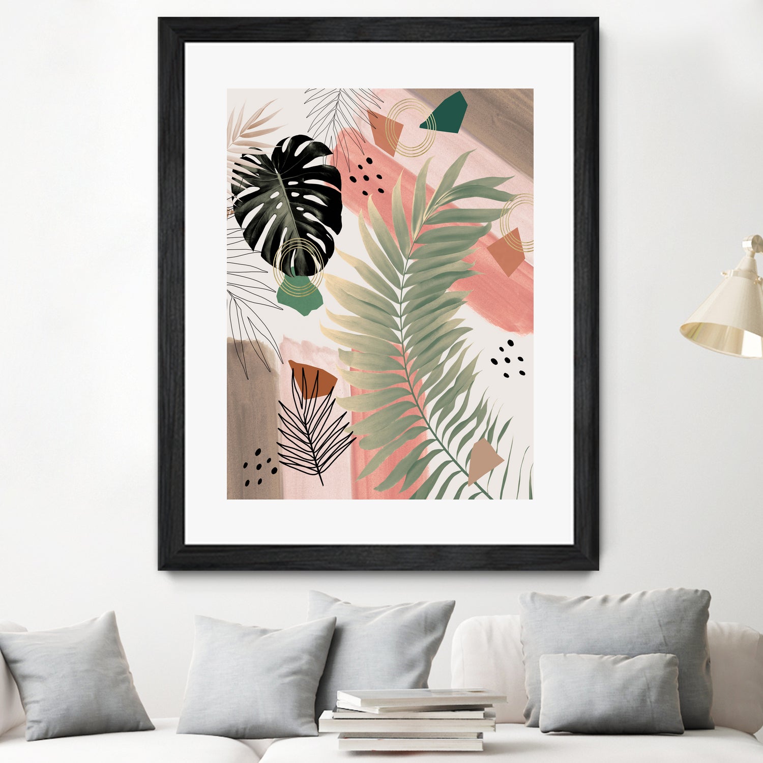 Palm Leaf Summer Glam #1 #tropical #decor #art by Anita & Bella Jantz on GIANT ART - pink digital drawing