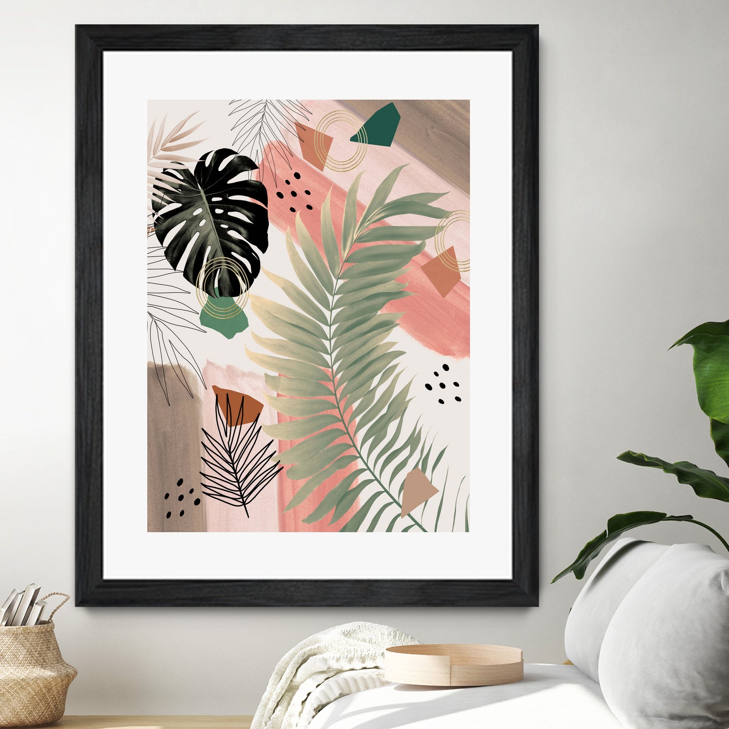 Palm Leaf Summer Glam #1 #tropical #decor #art by Anita & Bella Jantz on GIANT ART - pink digital drawing