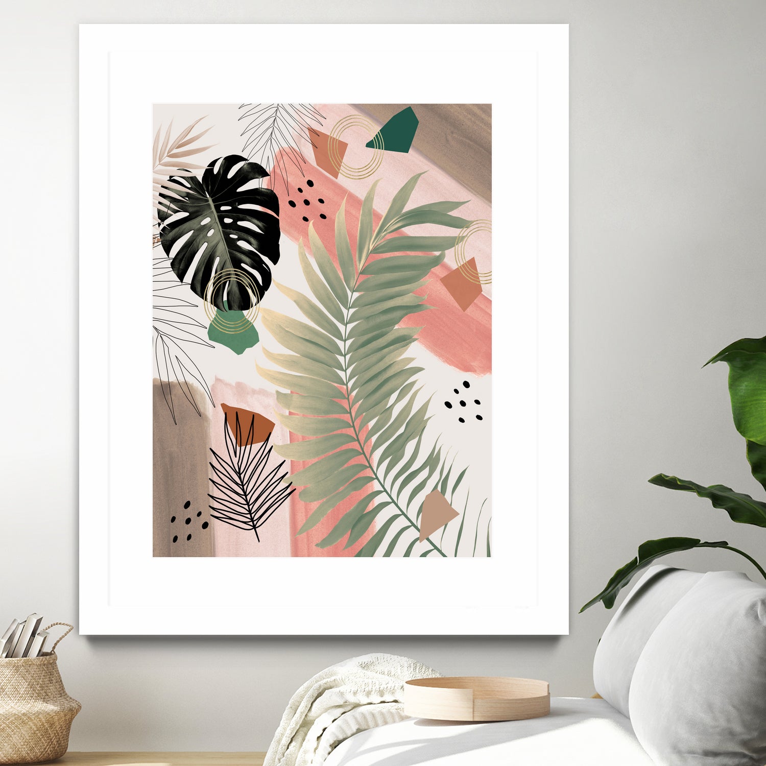 Palm Leaf Summer Glam #1 #tropical #decor #art by Anita & Bella Jantz on GIANT ART - pink digital drawing