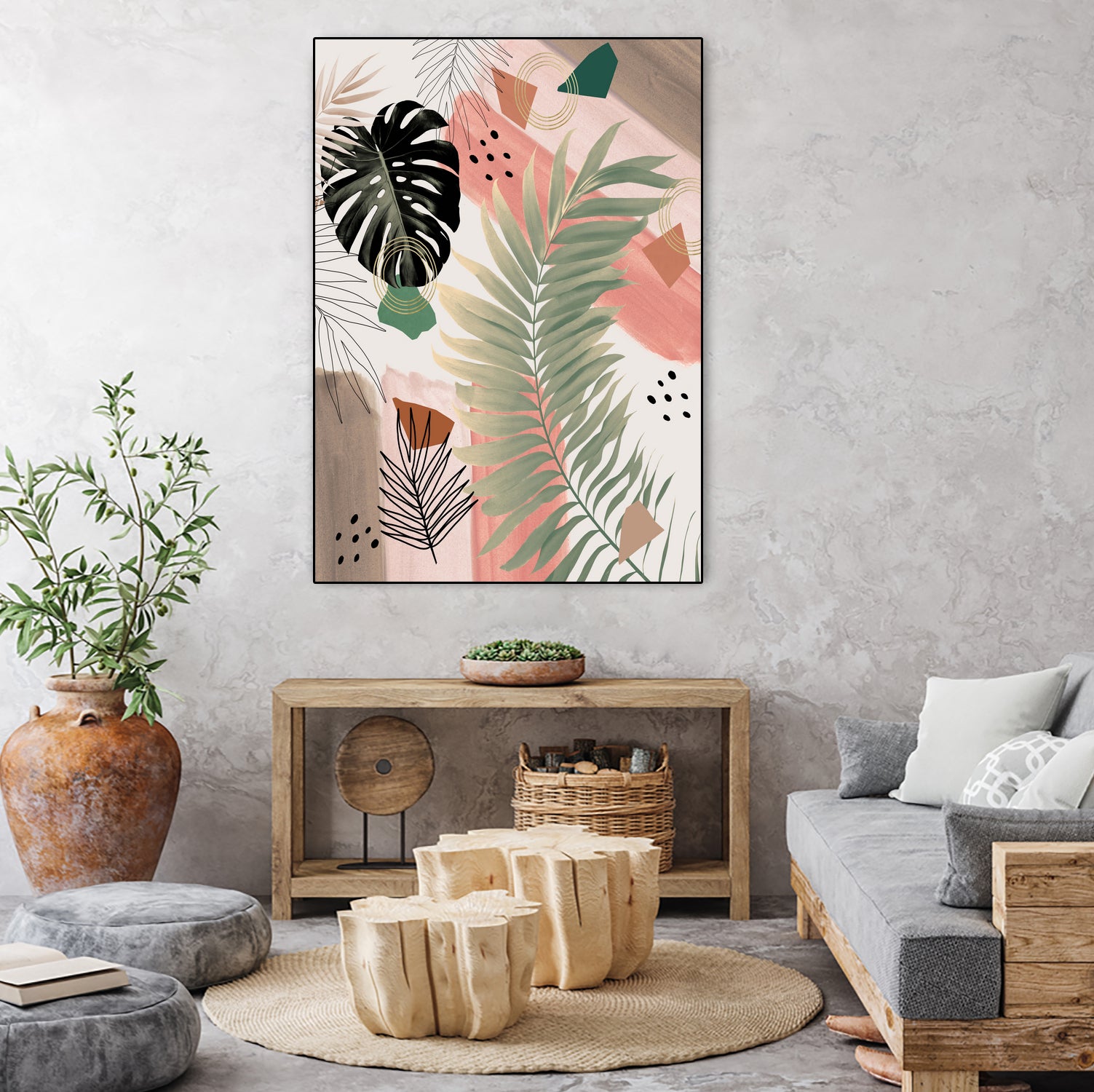 Palm Leaf Summer Glam #1 #tropical #decor #art by Anita & Bella Jantz on GIANT ART - pink digital drawing