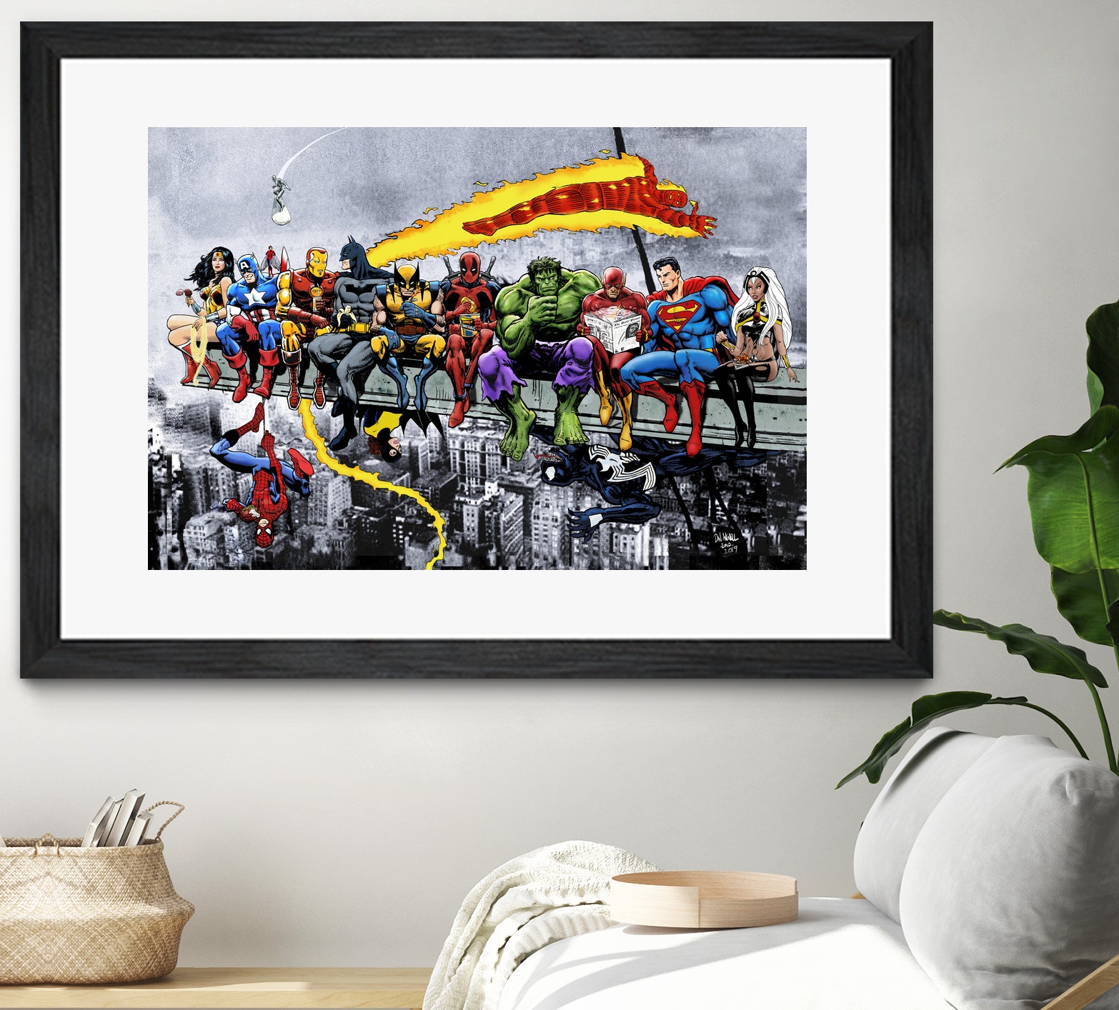 More Marvel & DC Superheroes Lunch Atop A Skyscraper by Dan Avenell on GIANT ART - gray digital painting