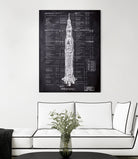 Rocket blueprints by map collection on GIANT ART - black mixed media