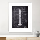 Rocket blueprints by map collection on GIANT ART - black mixed media