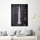 Rocket blueprints by map collection on GIANT ART - black mixed media