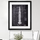 Rocket blueprints by map collection on GIANT ART - black mixed media