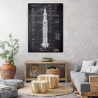 Rocket blueprints by map collection on GIANT ART - black mixed media