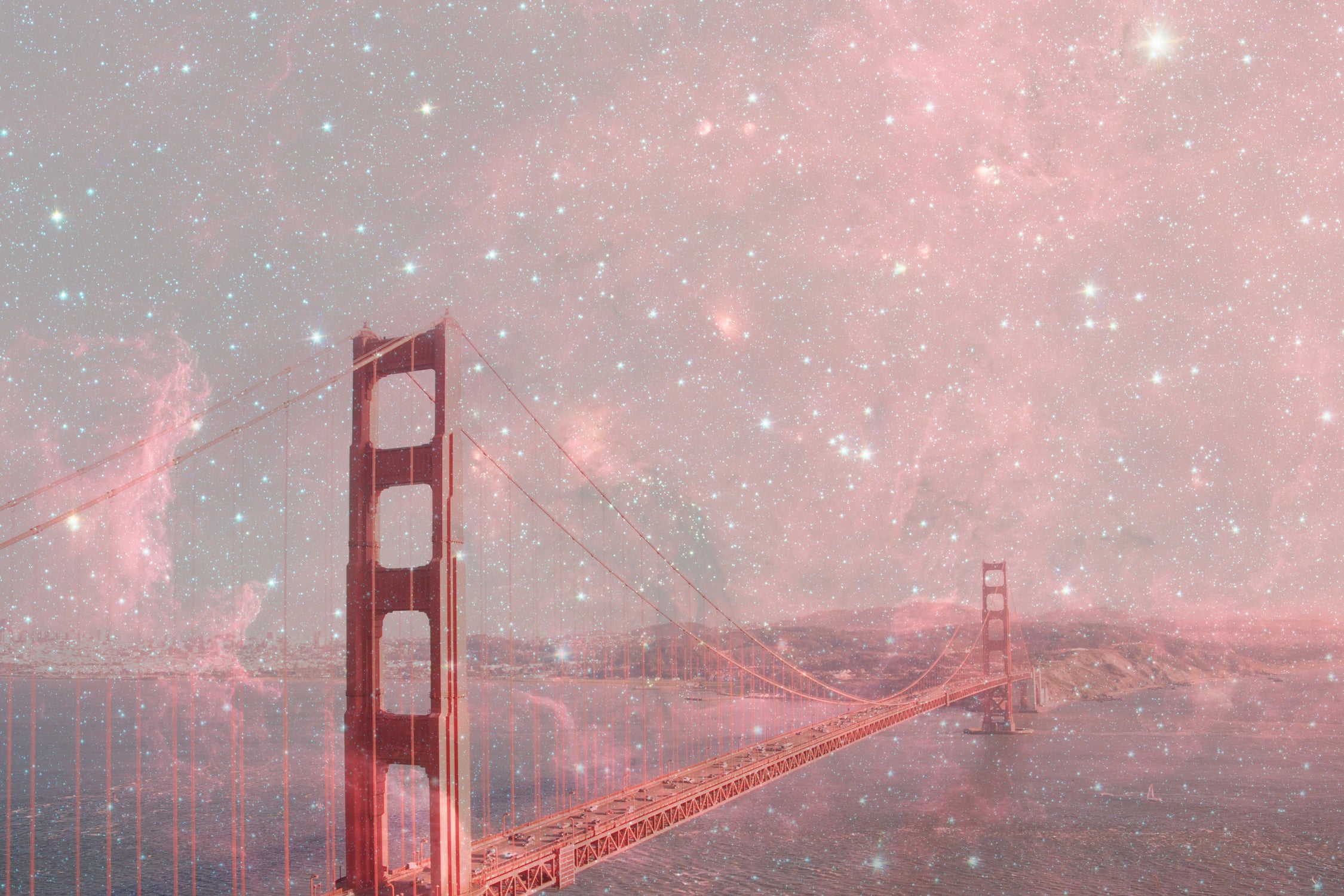 Stardust Covering San Francisco by Bianca Green on GIANT ART - pink photo illustration