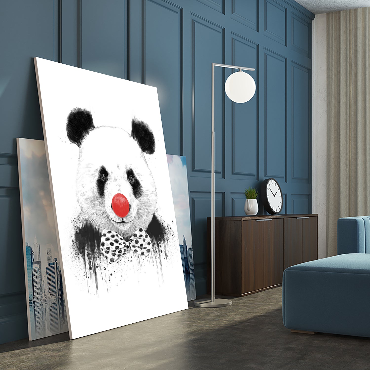 Clown panda by Solti Balázs on GIANT ART - black mixed media