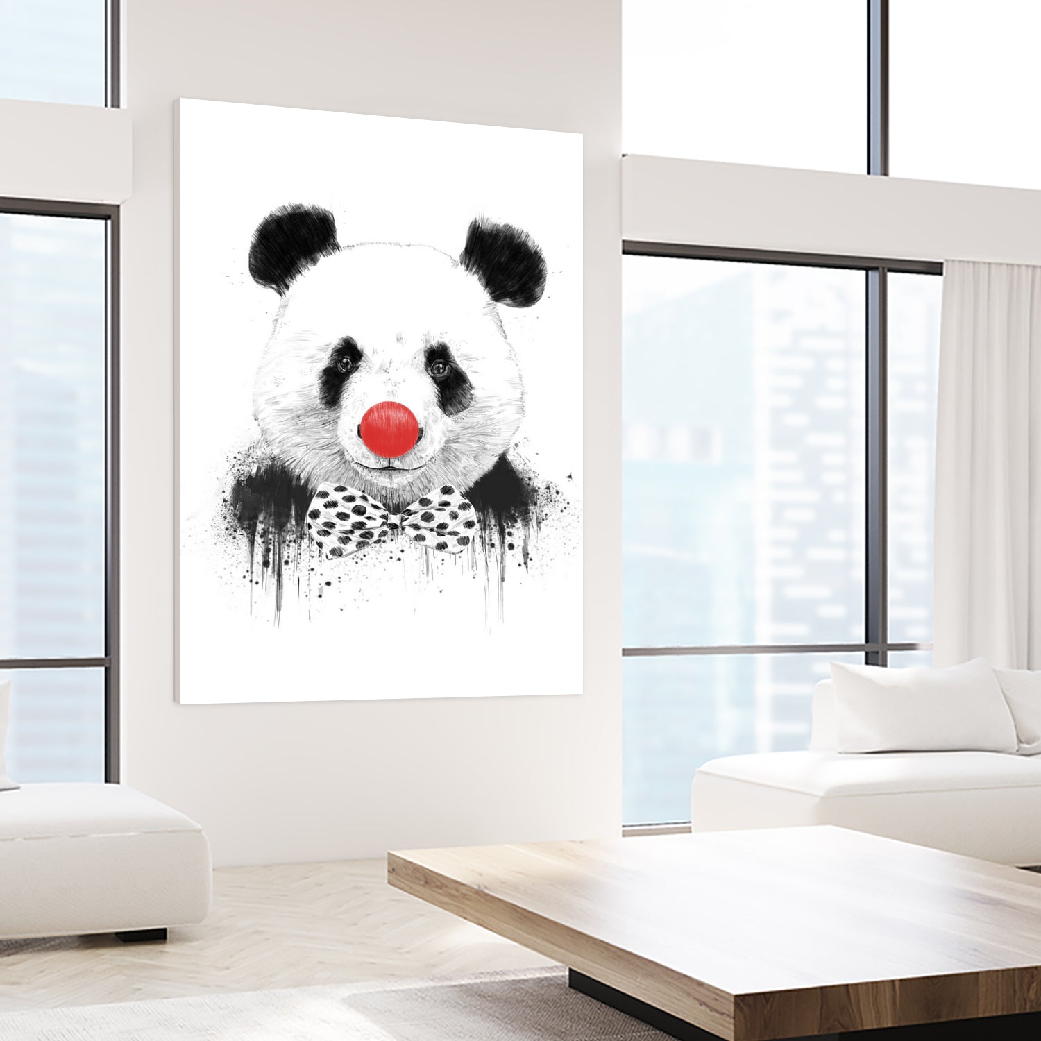 Clown panda by Solti Balázs on GIANT ART - black mixed media