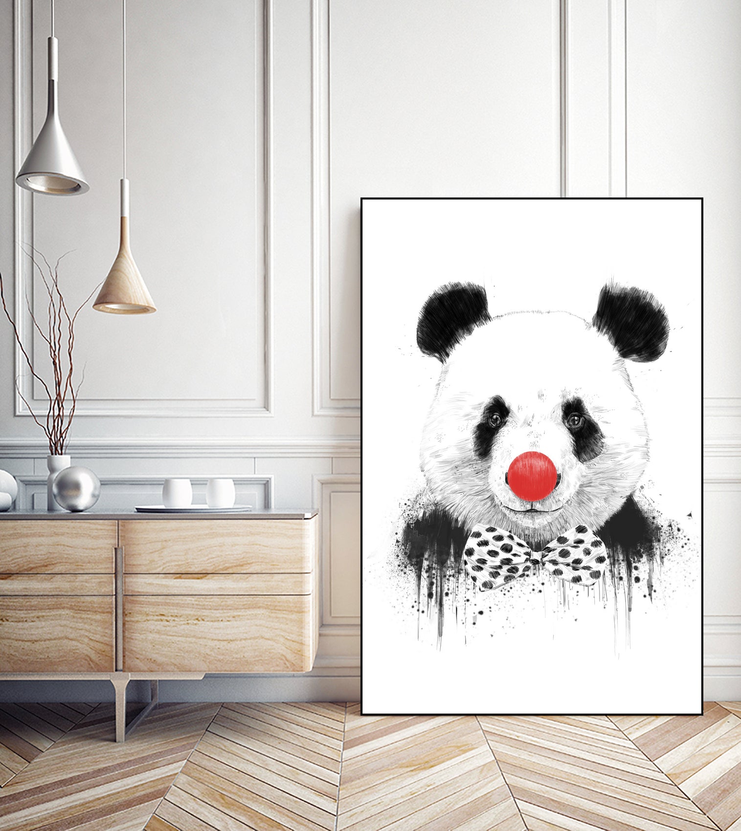 Clown panda by Solti Balázs on GIANT ART - black mixed media