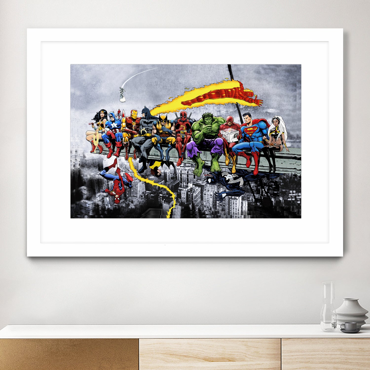 More Marvel & DC Superheroes Lunch Atop A Skyscraper by Dan Avenell on GIANT ART - gray digital painting