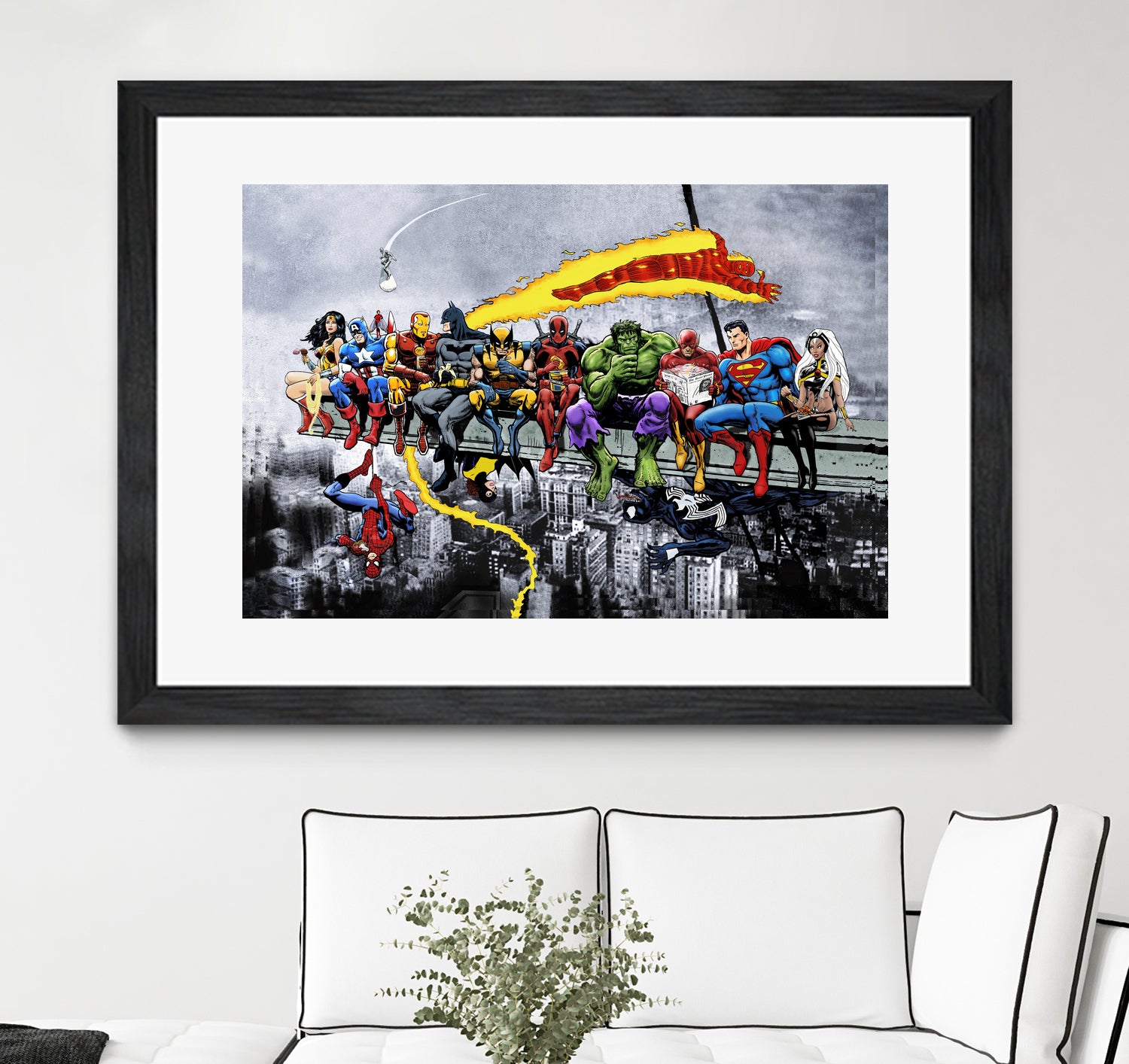 More Marvel & DC Superheroes Lunch Atop A Skyscraper by Dan Avenell on GIANT ART - gray digital painting