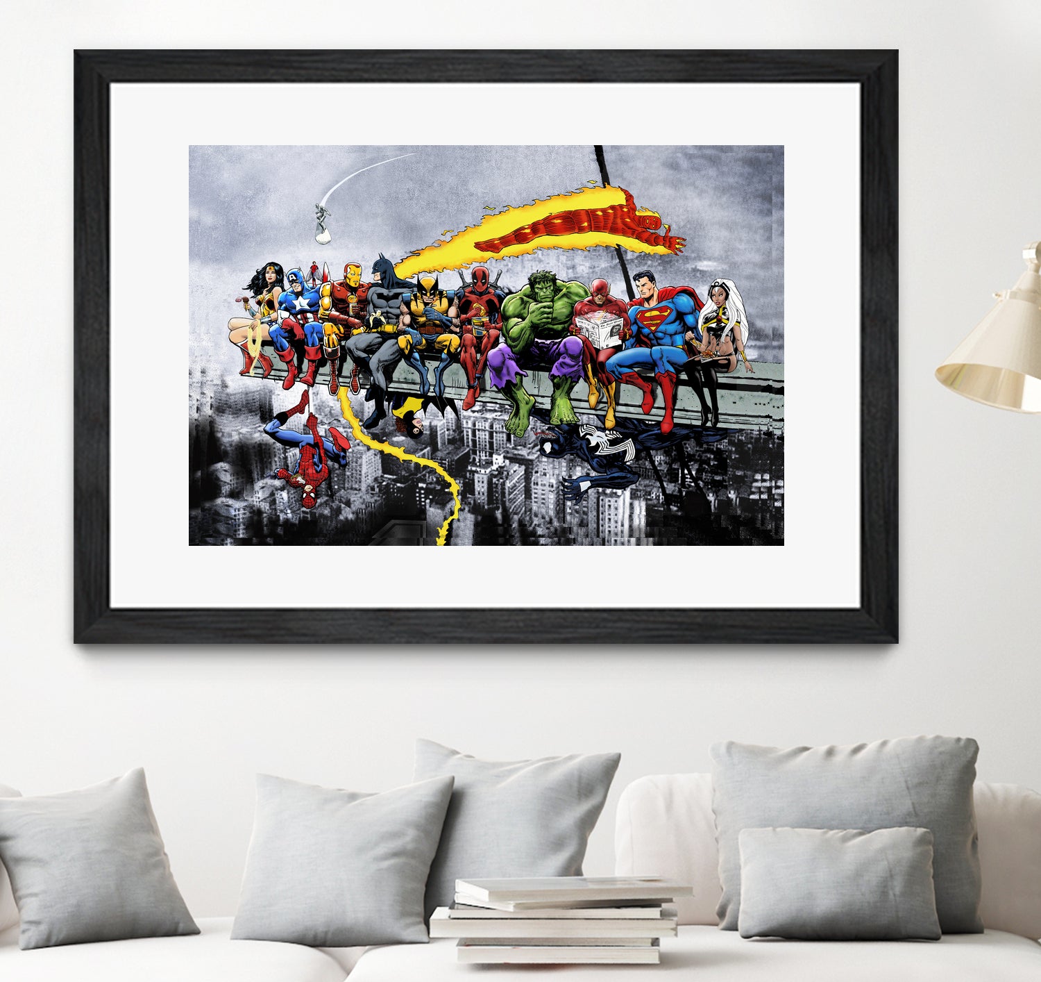 More Marvel & DC Superheroes Lunch Atop A Skyscraper by Dan Avenell on GIANT ART - gray digital painting