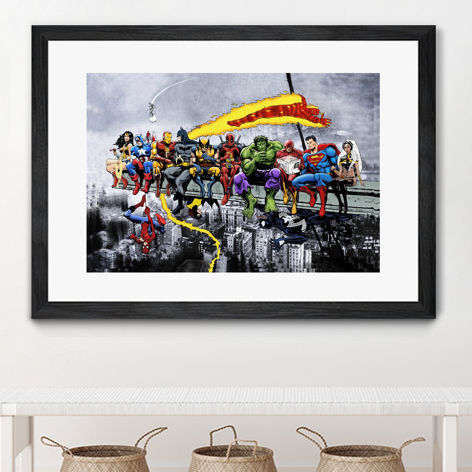 More Marvel & DC Superheroes Lunch Atop A Skyscraper by Dan Avenell on GIANT ART - gray digital painting