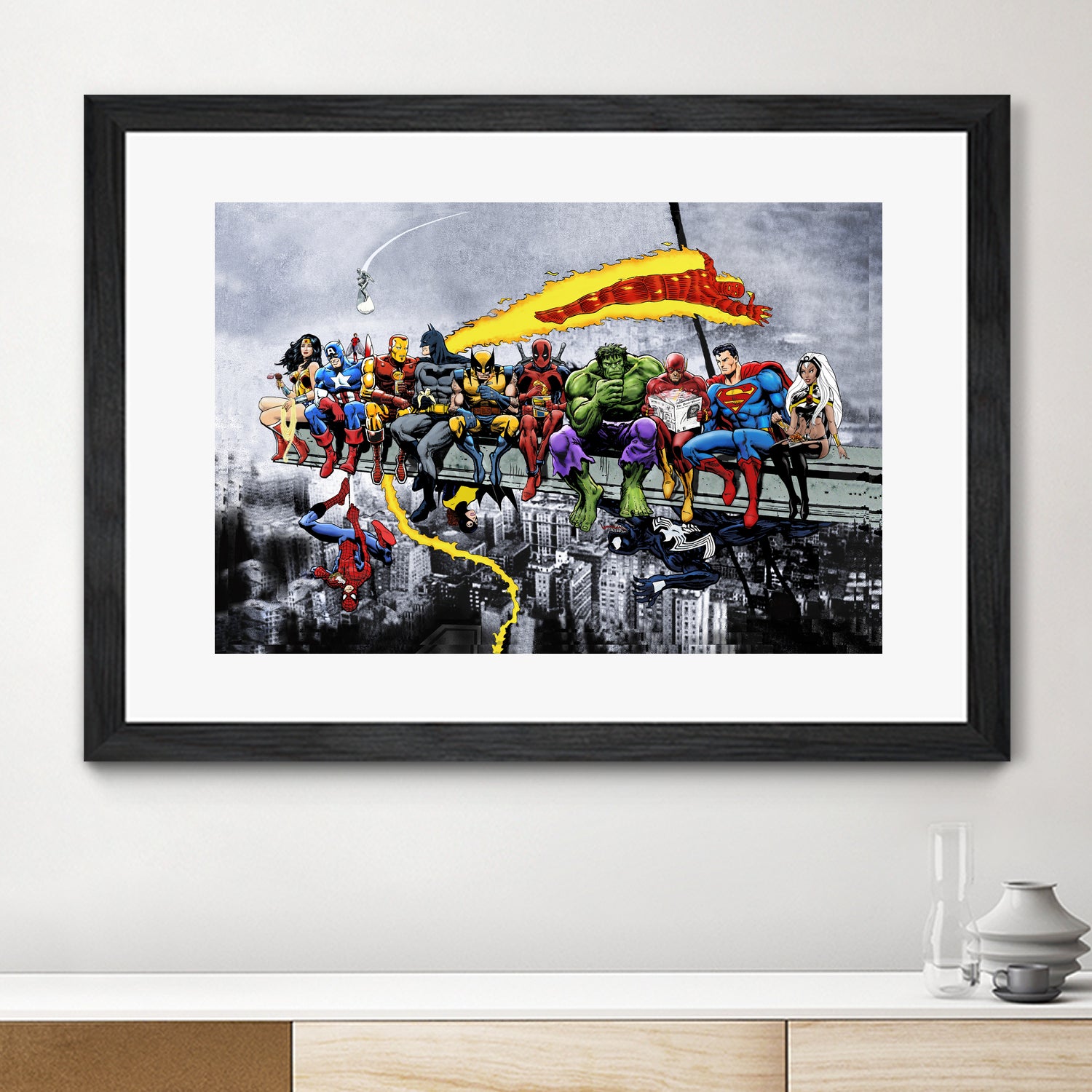 More Marvel & DC Superheroes Lunch Atop A Skyscraper by Dan Avenell on GIANT ART - gray digital painting