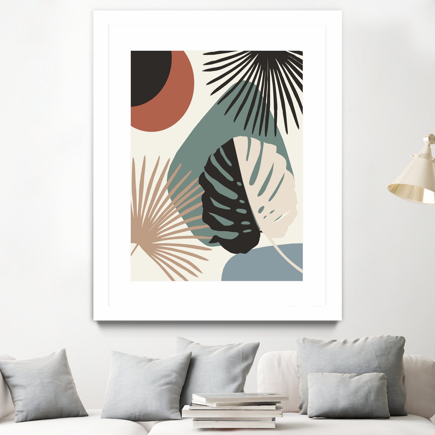 Minimal Yin Yang Monstera Fan Palm Finesse #1 #tropical by Anita & Bella Jantz on GIANT ART - green digital drawing