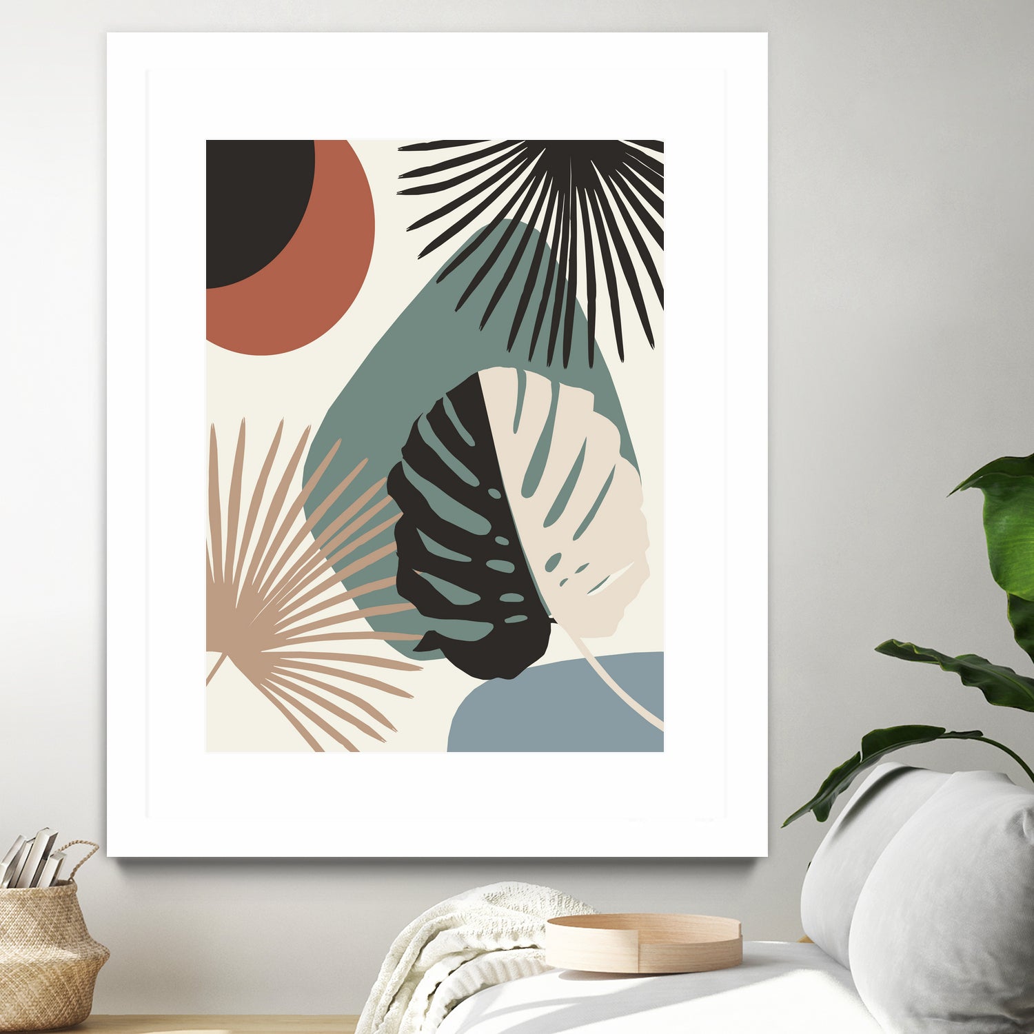 Minimal Yin Yang Monstera Fan Palm Finesse #1 #tropical by Anita & Bella Jantz on GIANT ART - green digital drawing