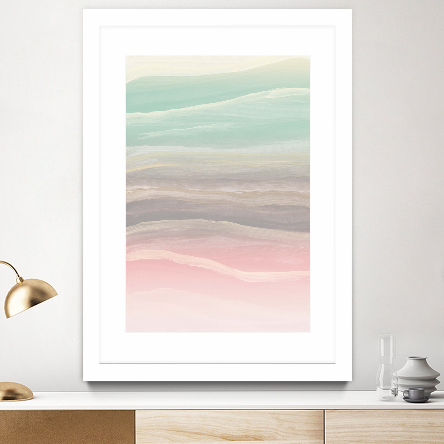 Pastel Watercolor Waves Abstract #1 #painting #decor #art by Anita & Bella Jantz on GIANT ART - pink digital painting