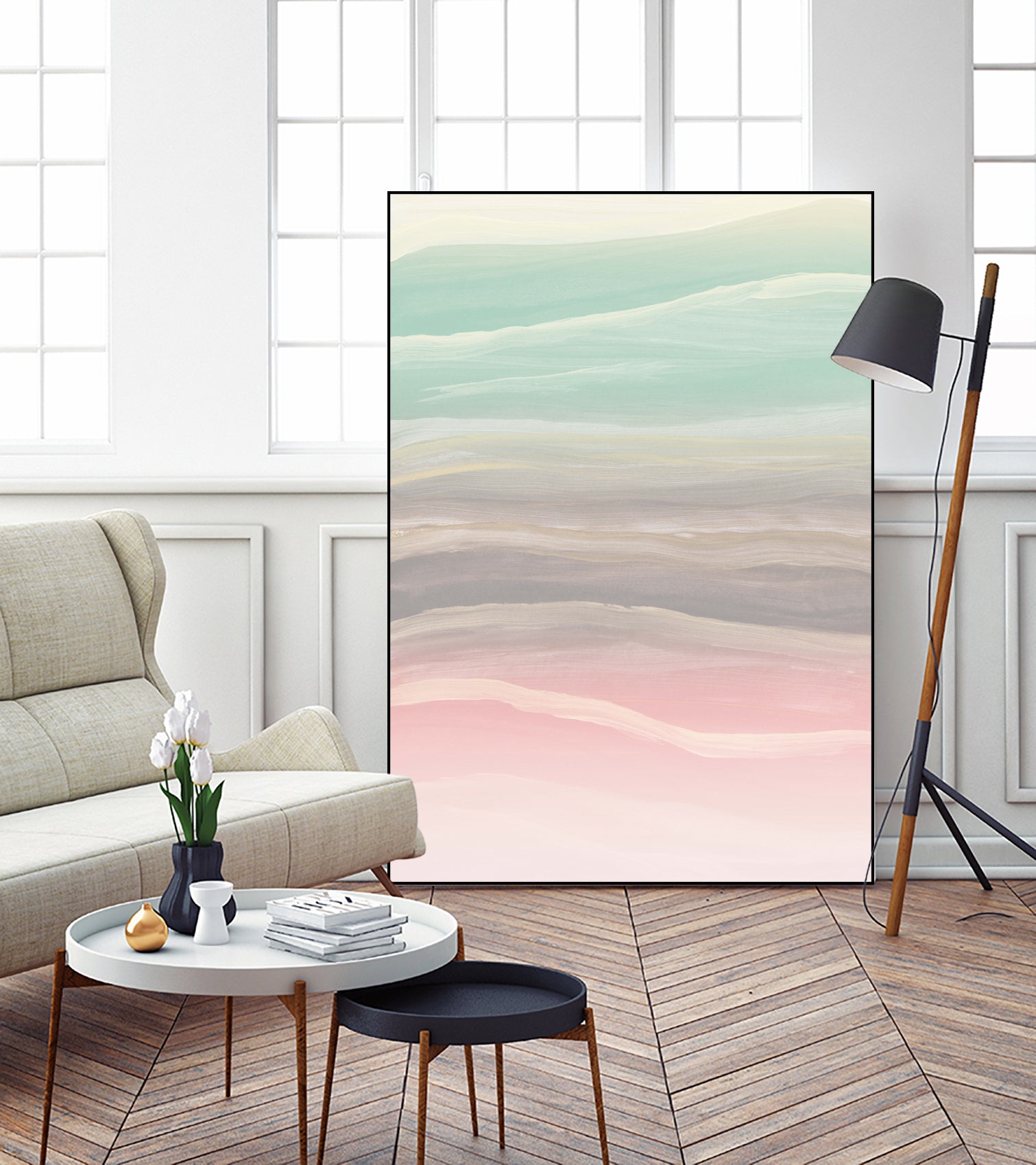 Pastel Watercolor Waves Abstract #1 #painting #decor #art by Anita & Bella Jantz on GIANT ART - pink digital painting