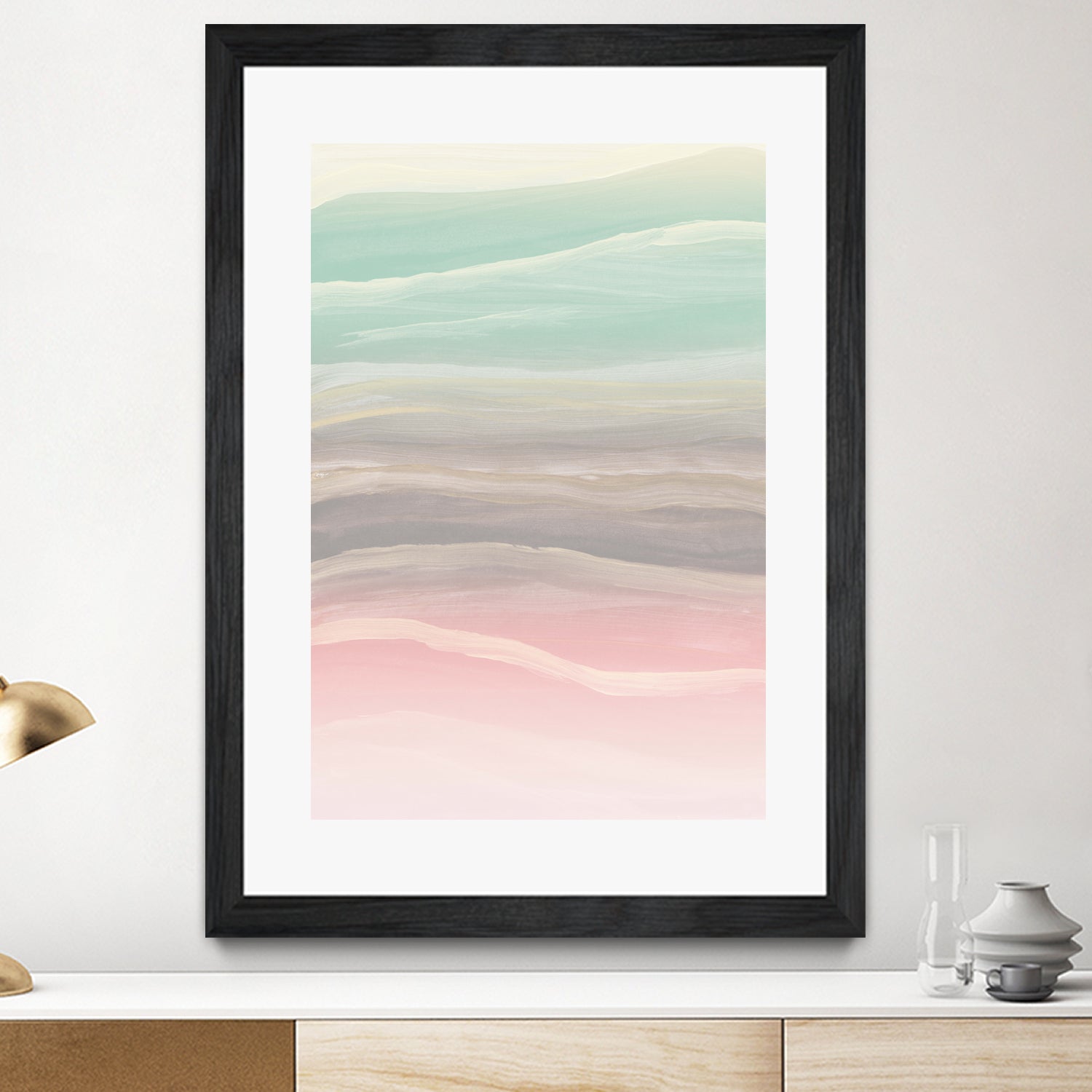 Pastel Watercolor Waves Abstract #1 #painting #decor #art by Anita & Bella Jantz on GIANT ART - pink digital painting