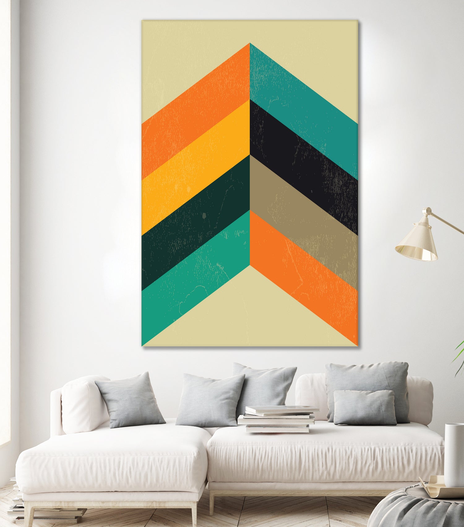 Mid Century Chevron by Studio North on GIANT ART - orange digital drawing