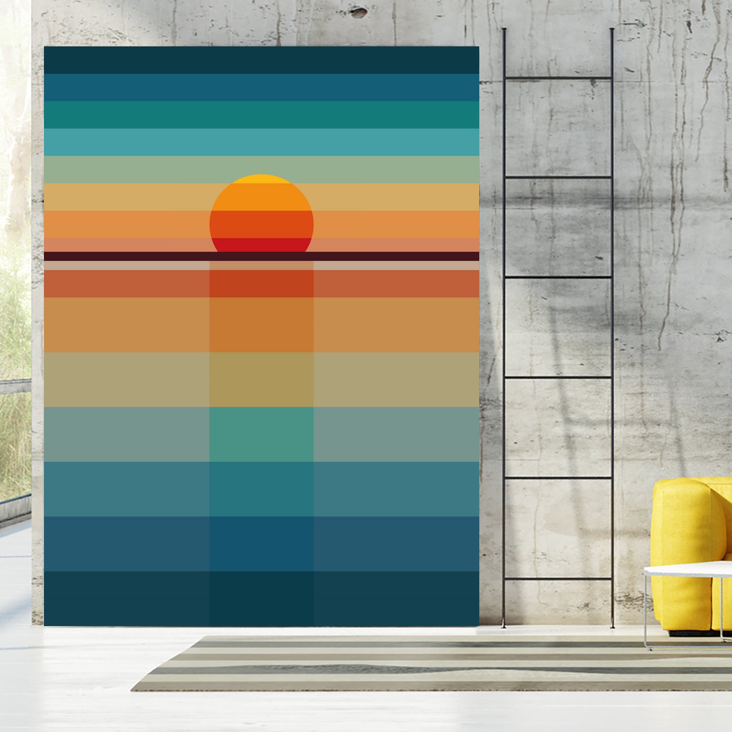 Geometric Sunset by Roland Bánrévi on GIANT ART - yellow vector illustration