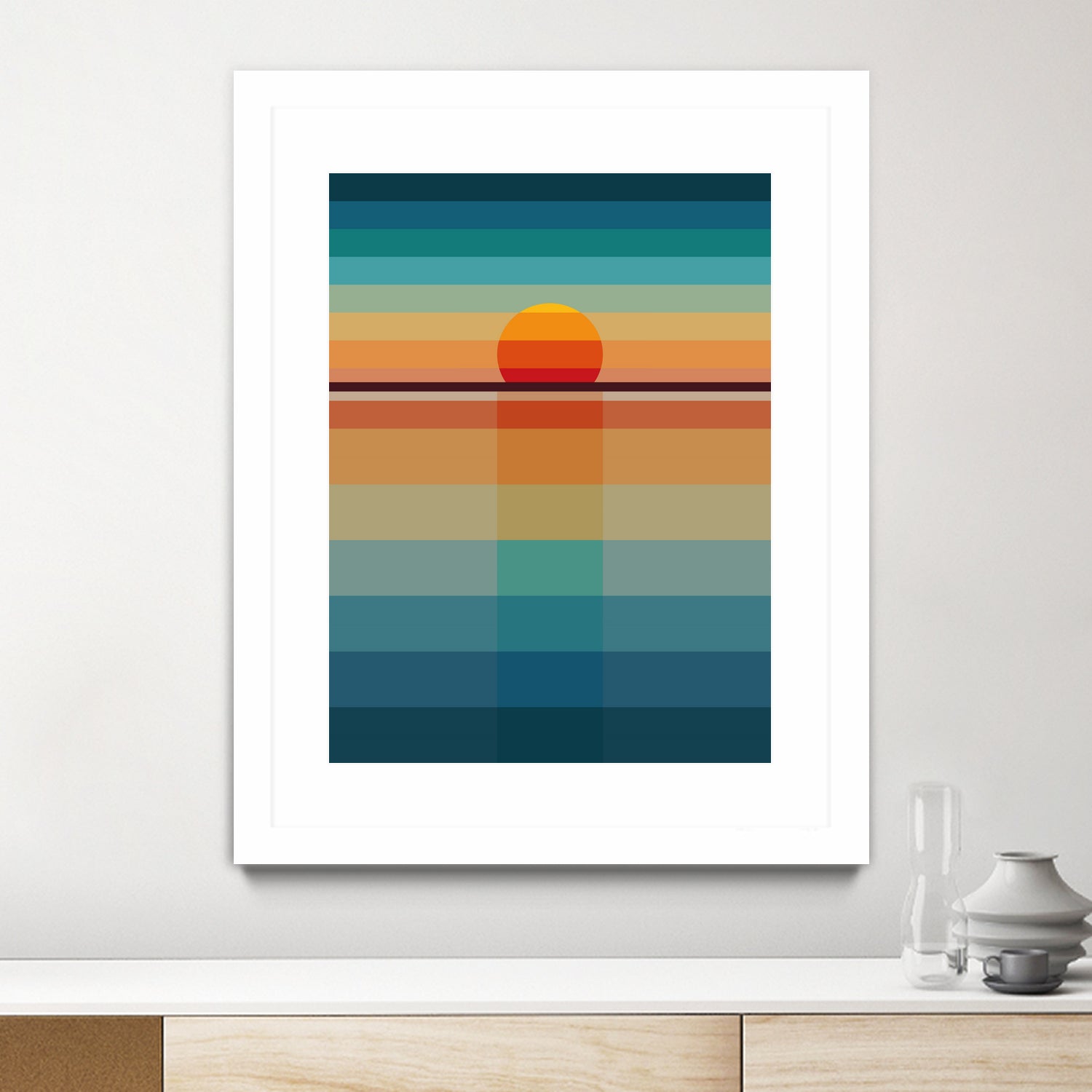 Geometric Sunset by Roland Bánrévi on GIANT ART - yellow vector illustration