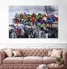 Marvel and DC Superheroes Lunch Atop A Skyscraper by Dan Avenell on GIANT ART - red digital painting