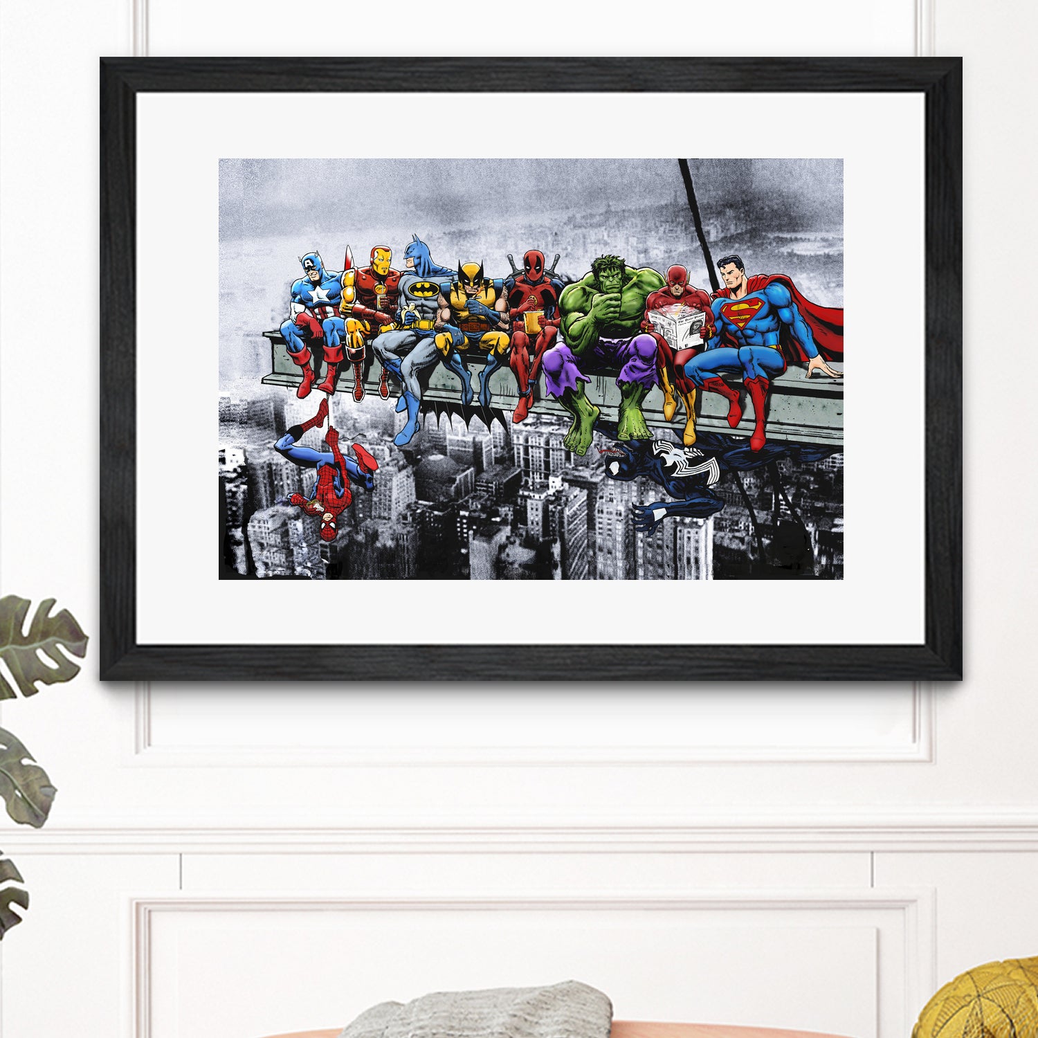 Marvel and DC Superheroes Lunch Atop A Skyscraper by Dan Avenell on GIANT ART - red digital painting