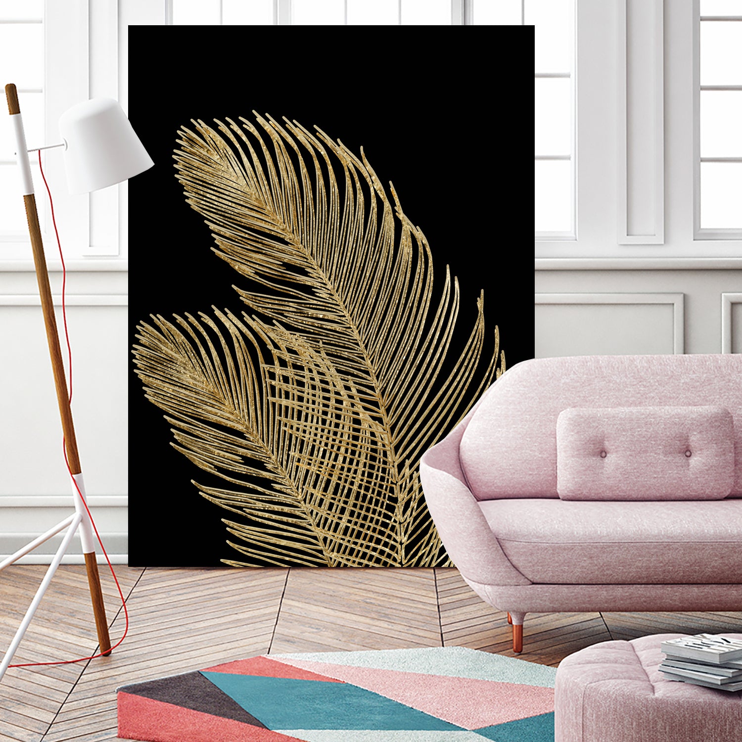 Palm Leaves Finesse Line Art with Gold Foil #1 #minimal by Anita & Bella Jantz on GIANT ART - yellow digital drawing