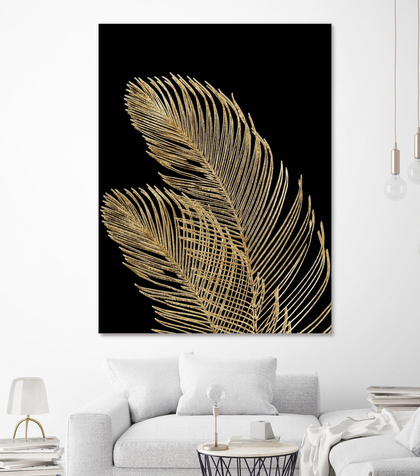 Palm Leaves Finesse Line Art with Gold Foil #1 #minimal by Anita & Bella Jantz on GIANT ART - yellow digital drawing